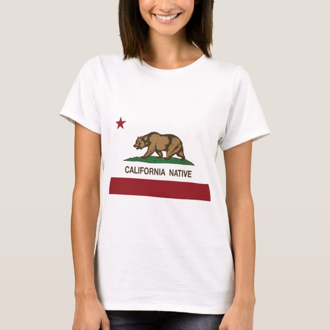 Gebürtige Republik-Flagge Kaliforniens T-Shirt (Vorderseite)