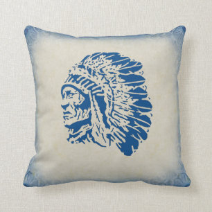 Gebürtiger Amerikaner-blaues Kissen