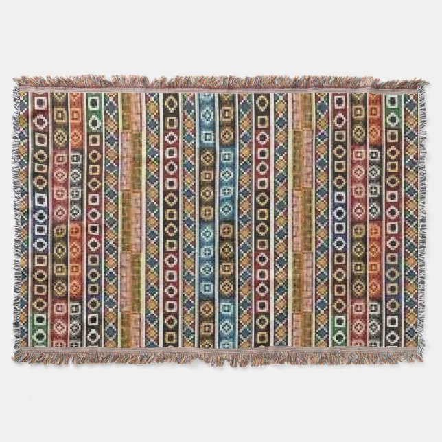 Gebürtiger Amerikaner mehrfarbige Throwdecke Decke (Vorderseite)