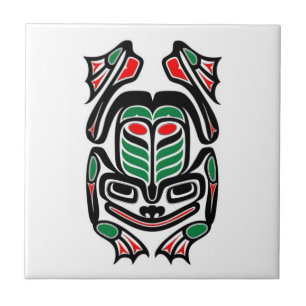 Gebürtiger Haida-Kunst-Frosch - schwärzen Sie au Fliese