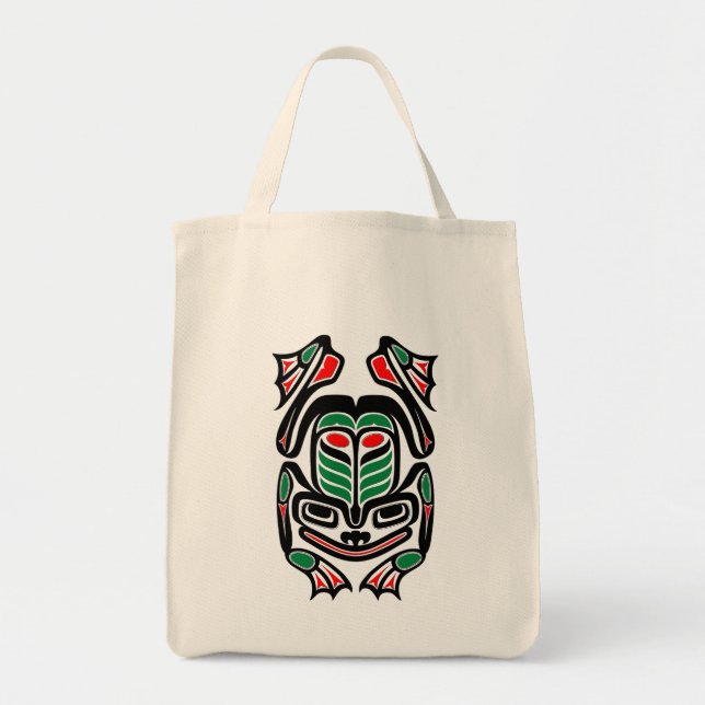 Gebürtiger Haida-Kunst-Frosch - Schwarzes Tragetasche (Vorne)