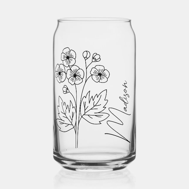 Geburtmonat Blume Mai Hawthorn Bridesmaid Geschenk Dosenglas (Vorderseite)