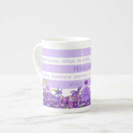 Geburts-Blume und Edelstein-Streifen-Tasse Februar Prozellantasse