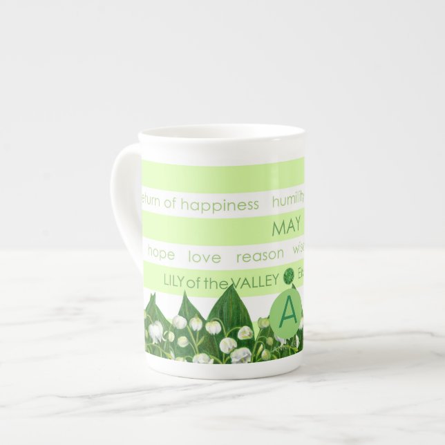 Geburts-Blume und Edelstein-Streifen-Tasse können Prozellantasse (Vorderseite Links)