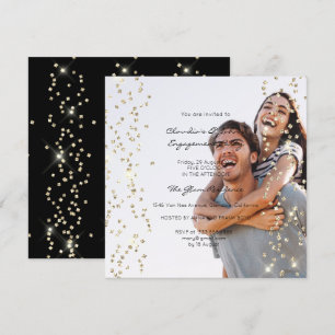 Geburts Engagement Spark Foto Konfetti Champagner Einladung