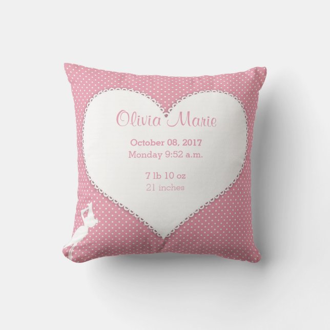 Geburts-Notfall-Baby-Herz-Storch-Wurfs-Kissen Kissen (Vorderseite)