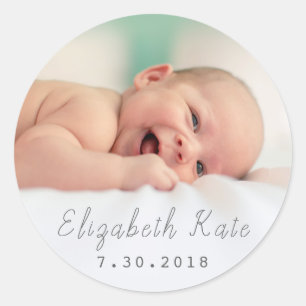Geburtsankündigung Baby-Foto-Aufkleber Runder Aufkleber