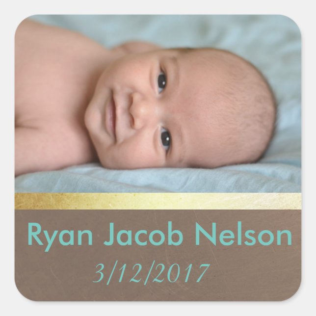 Geburtsankündigung Baby Foto Stickers (Vorderseite)