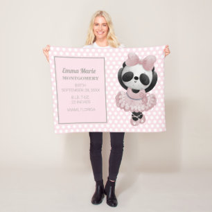 Geburtsankündigung Baby Mädchen Panda Bär Rosa Fleecedecke