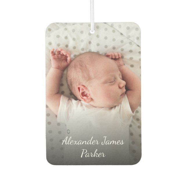 Geburtsankündigung Custom Neugeborenen Baby Foto Autolufterfrischer (Vorderseite)