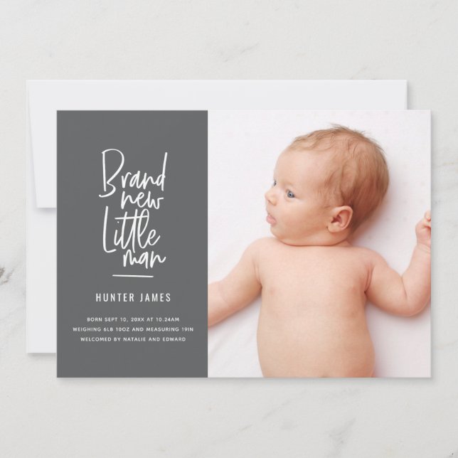 Geburtsankündigung eines handgezogenen Babys Ankündigung (Vorderseite)