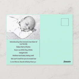 Geburtsankündigung eines neuen Babys, blau, lila Postkarte