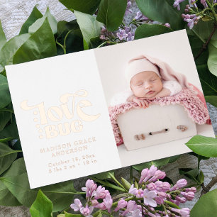 Geburtsankündigung Foto Postcard Liebe Bug Foil Folie Einladungspostkarte