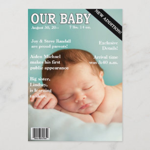 Geburtsankündigung! Ihr Baby auf "Magazine Cover" Ankündigung