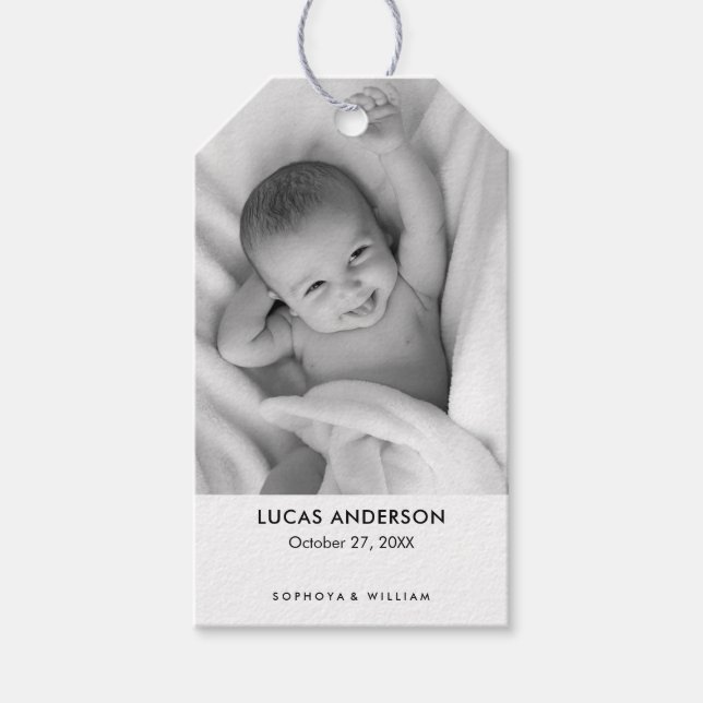 Geburtsankündigung mit dem Custom Newborn Baby Fot Geschenkanhänger (Vorderseite)