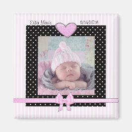 Geburtsankündigung Pink Baby Girl Magnet