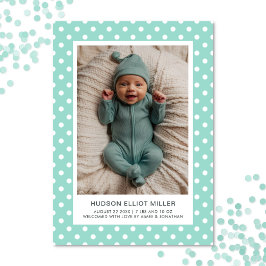 Geburtsankündigung Polka Dots Aqua Modern Card Ankündigung