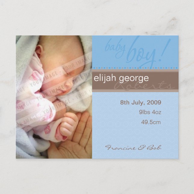 GEBURTSANKÜNDIGUNG: pure Freude - Junge Ankündigungspostkarte (Vorderseite)