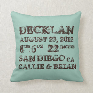 Geburtsankündigung Stats Aqua Pillow Kissen
