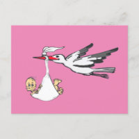 Geburtsankündigung Stork & Baby Girl Postcard