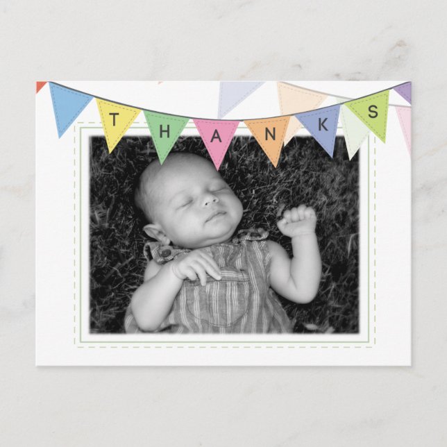 Geburtsankündigung von Baby Danke Foto Postcard Ankündigungspostkarte (Vorderseite)