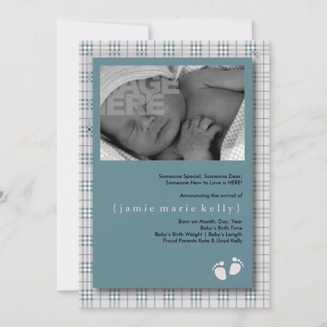 Geburtsankündigung von Baby Steps - Baby Blue Kari Ankündigung (Vorderseite)