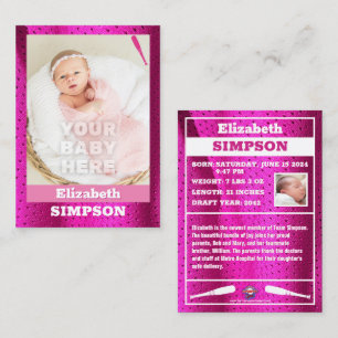 Geburtsankündigung von Baby's First Baseball Card  Telefonnummerkarte