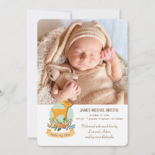Geburtsankündigung von Little Deer Foto Ankündigung