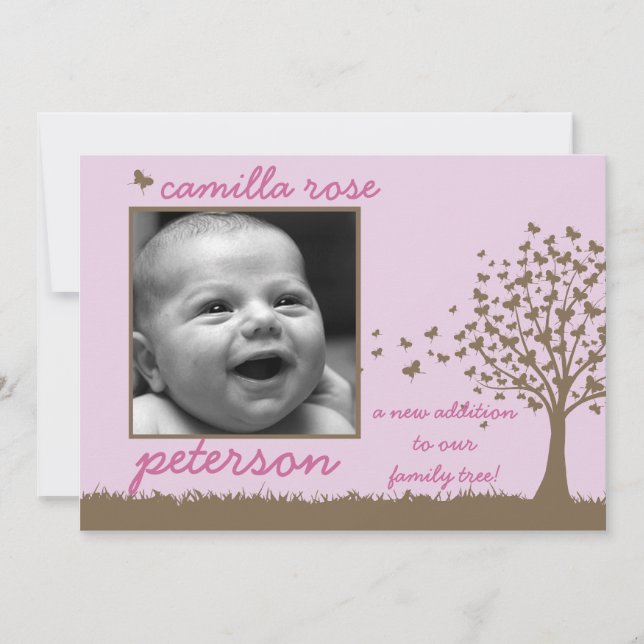 Geburtsankündigung von Schmetterling Ankündigung (Vorderseite)