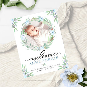 Geburtsankündigungskarten mit floralen Motiven und Magnetkarte