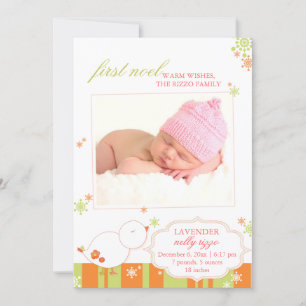 Geburtsanzeige Dezember Neugeborenes Baby Mädchen  Feiertagskarte