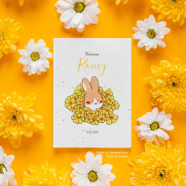 Geburtsanzeige Kaninchen Blume Ankündigung (Von Creator hochgeladen)