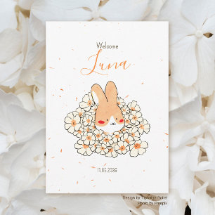 Geburtsanzeige Kaninchen Blume Ankündigung