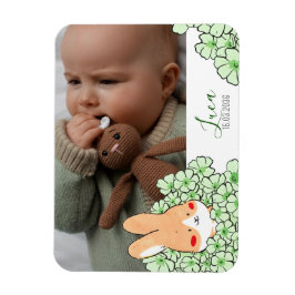 Geburtsanzeige Magnet Hase und Blumen