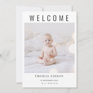 Geburtsanzeigenkarte Willkommen Baby-Foto Ankündigung