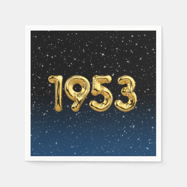 Geburtsballons 1953 in Sternen Serviette (Vorderseite)