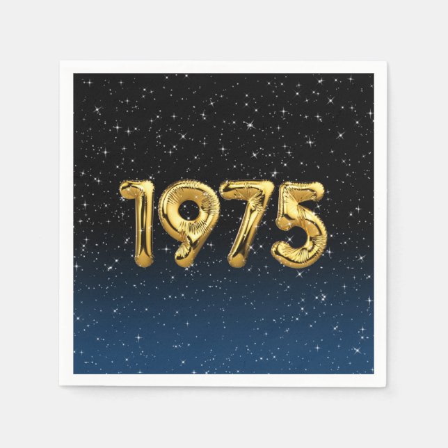 Geburtsballons 1975 in Sternen Serviette (Vorderseite)