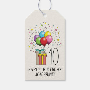Geburtsballons und Präsentationen mit Alter und Te Geschenkanhänger