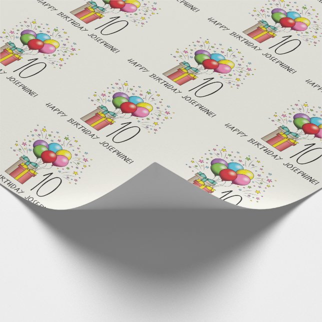 Geburtsballons und Präsentationen mit Alter und Te Geschenkpapier (Ecke)