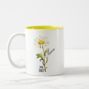 Geburtsblume Monat April Gänseblümchen Name Zweifarbige Tasse