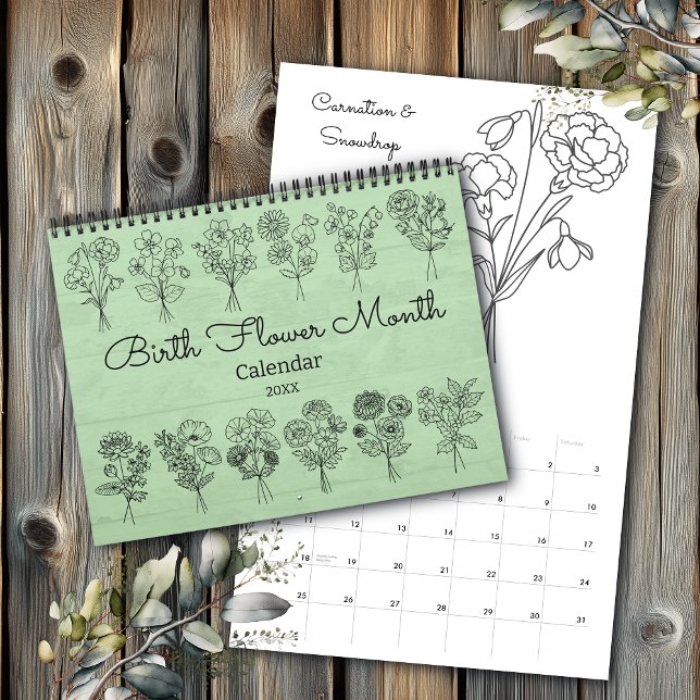 Geburtsblumen-Monat-Boho-Kalender Kalender (Von Creator hochgeladen)