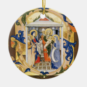 Geburtsdarstellung, Blau und Gold-Edelstein Keramikornament
