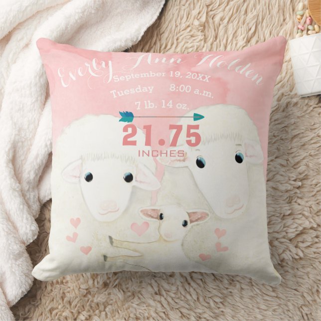 Geburtsdaten von Schafen-Baby-Mädchen Kissen (Decke)