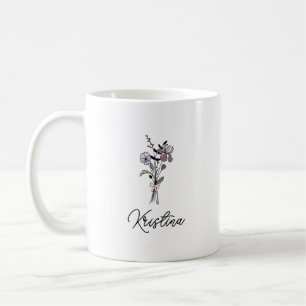 Geburtsdatum Februar Blume & elegante Skriptbezeic Kaffeetasse