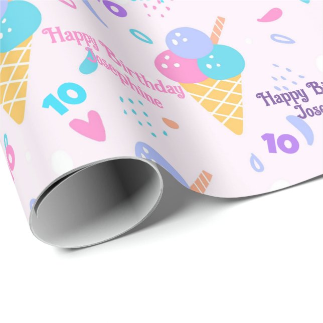 Geburtsdatum Mädchen Name hinzufügen Alter Rosa Ei Geschenkpapier (Rolleneckpunkt)