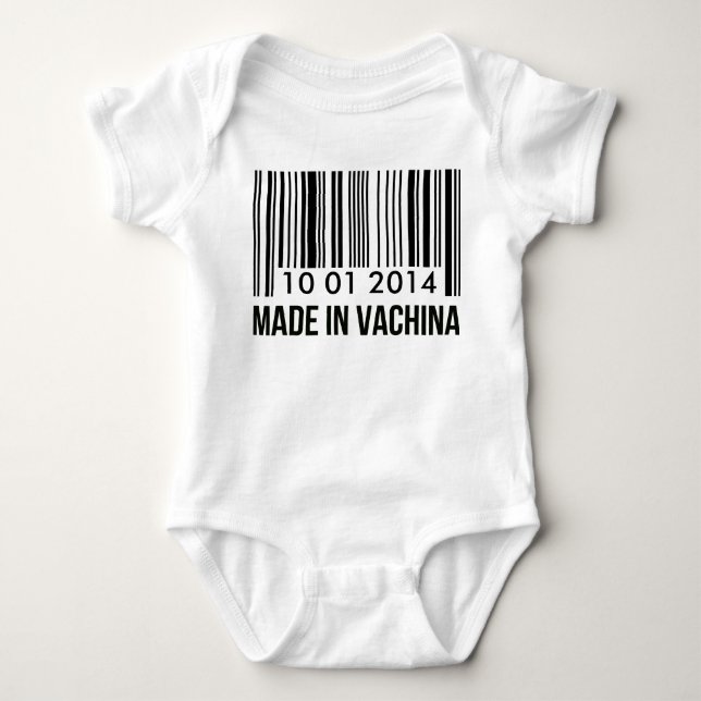 Geburtsdatum nach Maß in Vachina Baby Strampler (Vorderseite)