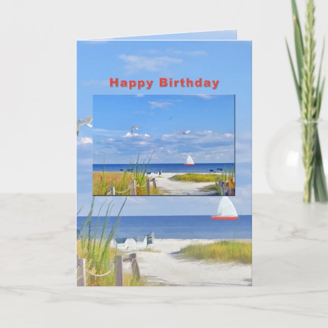 Geburtsdatum, Strand- und Ocean-View-Karte Karte (Vorderseite)