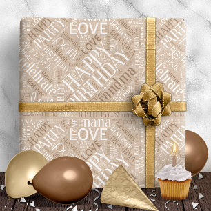 Geburtsdatum Word Cloud Oma Mocha ID276 Geschenkpapier