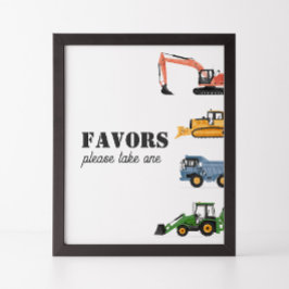 Geburtsfavorisierzeichen des Baufahrzeugs Poster