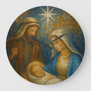 Geburtsfenster-Mosaik Heilige Familie Große Wanduhr